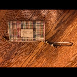 Coach Plaid Wristlet